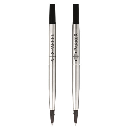 Parker Lot de 2 Recharges d'Encre Quink pour Stylo Roller - Pointe Fine 0,5 mm - Noir