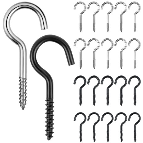 AiQInu 20 Crochets Muraux Inox Noir et Argent pour Rangement Pratique