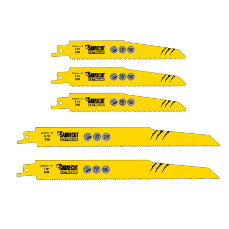 Lot de 5 Lames de Scie Sabre SabreCut - Compatibles Bosch et Dewalt