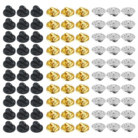 Kit de 120 Fermoirs Papillon en Métal et Caoutchouc - Attaches pour Cravates et Badges