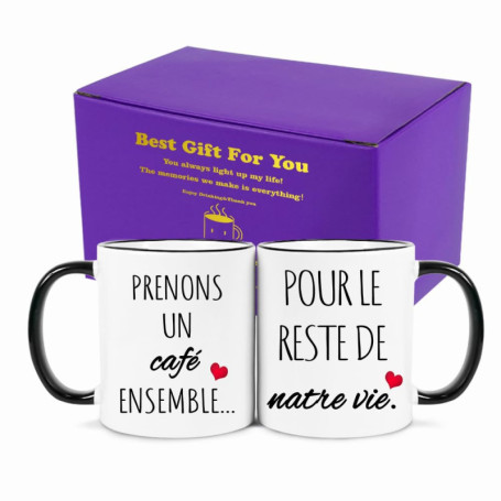 Ensemble de Tasses à Café 'Prenons un Café Ensemble' - Idéal pour Mariage et Fiançailles