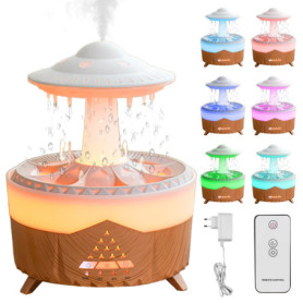 Humidificateur OVNI avec Télécommande et Diffuseur d'Aromathérapie - Effet Pluie 350 ml