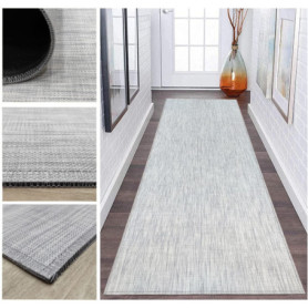 Tapis en Vinyle Tressé Antidérapant pour Couloir et Cuisine - Beige