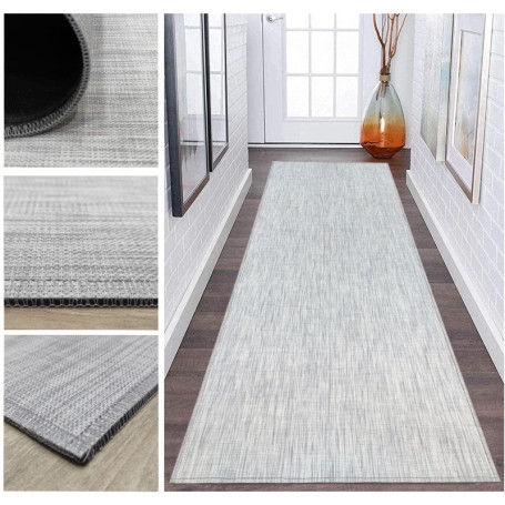 Tapis en Vinyle Tressé Antidérapant pour Couloir et Cuisine - Beige
