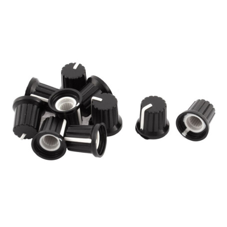 Lot de 10 Boutons Potentiomètre Rotatifs 6mm - Capuchons en Plastique Noir