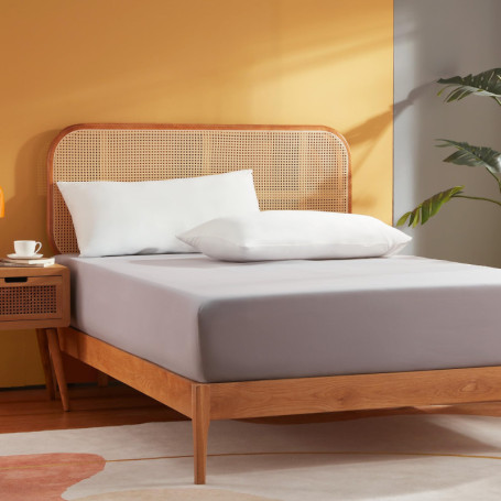 Drap-Housse Sonive 160x200 cm en Polyester Doux - Gris Clair