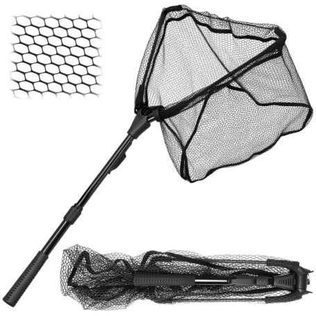 Épuisette de Pêche Pliable QWORK 90 cm avec Poignée en Aluminium