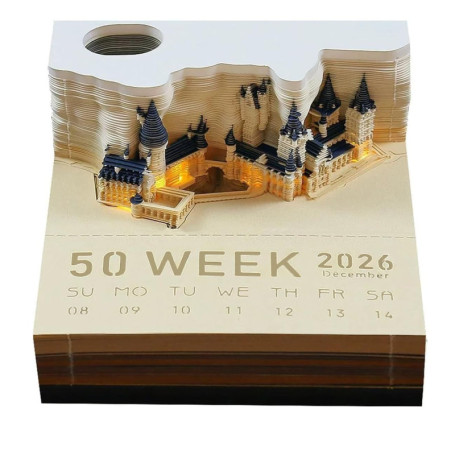 Bloc-notes 3D Créatif avec LED - Calendrier de Bureau 2026