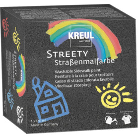 KREUL Streety Kit de Peinture sur Route - 4 Couleurs Lavables avec Pinceau