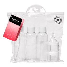 Manicare Flacons de Voyage Étanches et Rechargeables avec Sac Transparent