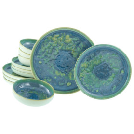 Ensemble de Vaisselle Yuki 12 Pièces en Grès - Élégance Naturelle