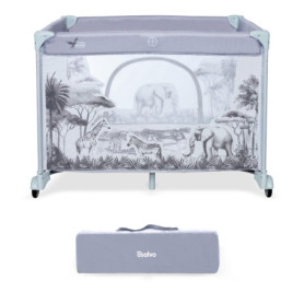 Parc pour Bébé Asalvo SQUARE Pliable 93x93 cm avec Base Rembourrée - Jungle Grise