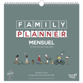 Calendrier Familial Quo Vadis 2025-2026 - Organisateur Spiralé 30x30 cm