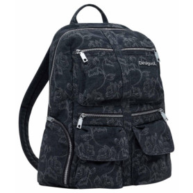 Sac à dos Desigual Chester en denim noir avec broderies