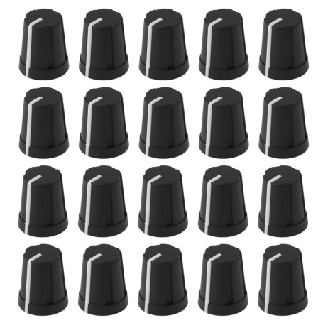 Lot de 20 capuchons en caoutchouc pour potentiomètres - Forme D 6 x 14 mm