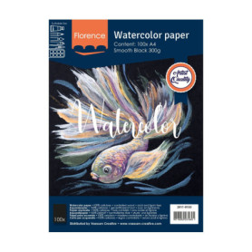 Papier Aquarelle Florence A4 Noir - 100 Feuilles 300 g/m² pour Dessin et Peinture