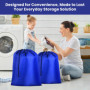 Sac à Linge de Voyage Pliable en Nylon - Lot de 2, Bleu 60x80 cm