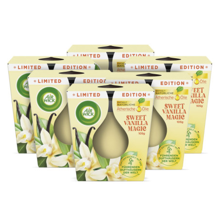 Bougies parfumées Air Wick Sweet Vanilla Magic - Lot de 6 - Bien-être et détente