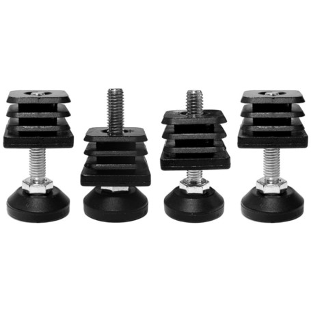 Lot de 4 Embouts Carrés Ajustables pour Pieds de Meubles - Noir