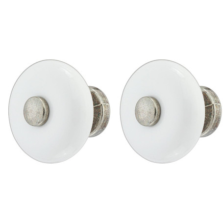 Bouton de Tiroir en Porcelaine Vintage - Finition Nickel 30 mm