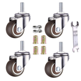 Roulettes Mini GEOCANG 38 mm en Caoutchouc Souple pour Meubles - 4 pièces