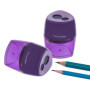 Taille-crayon double trou en métal Swordfish avec boîte anti-désordre - Violet