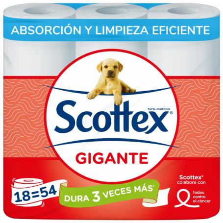 Scottex Lot de 18 Rouleaux de Papier Toilette Géant Doux et Résistant