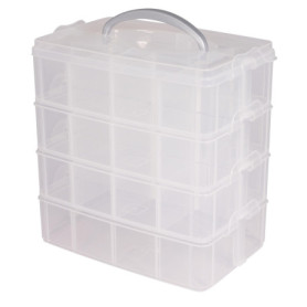 Boîte de Tri Transparente Rayher avec Poignée - 4 Niveaux, 8,88 Litres