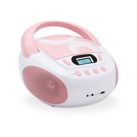 Lecteur CD Portable Metronic Rose Clair avec Port USB et Sortie Casque