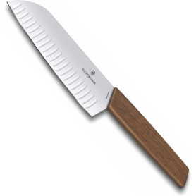 Couteau Santoku Victorinox Swiss Modern en Coffret Cadeau - Lame 17cm en Bois de Noyer