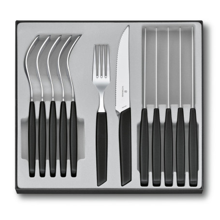 Victorinox Modern Ensemble de Couverts Noir pour 6 Personnes - 12 Pièces
