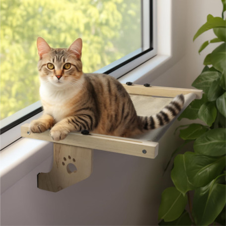 Hamac Radiateur Confortable pour Chat - Lit Suspendu en Toile Beige
