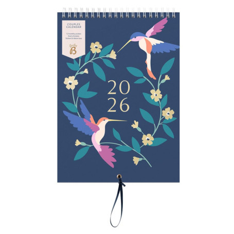 Calendrier mural pour couples 2026 - Busy B avec pochettes et autocollants