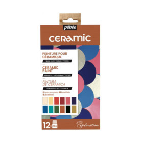 Kit de Peinture Céramique Pébéo - 12 Flacons Assortis de 20 ml pour Décoration