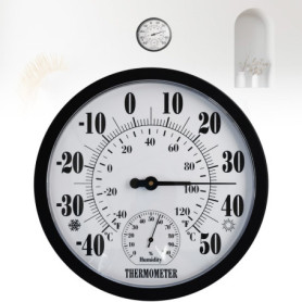 Thermomètre Hygromètre Rond 2 en 1 Molbory - 10 Pouces pour Intérieur et Extérieur