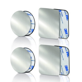 Pack de 4 Plaques Métalliques pour Support Téléphone Voiture - 2 Ronds et 2 Rectangulaires