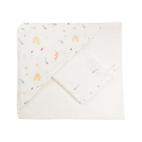 Set de Bain Bébé Forêt - Cape à Capuche et Gant en Coton Doux