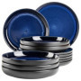 Service de table moderne MÄSER Niara pour 6 personnes en céramique bleu et noir