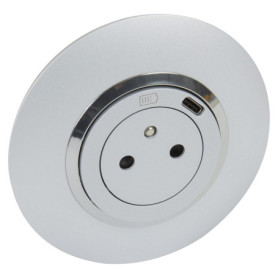 Prise de courant Legrand avec chargeur USB Type C - Aluminium