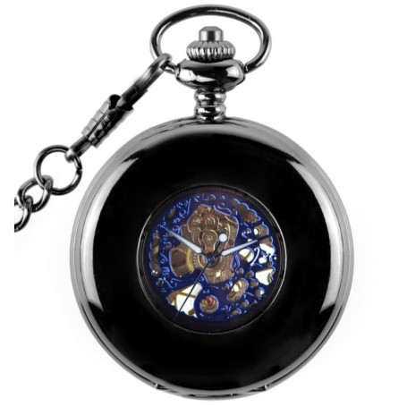 Montre de Poche Squelette Mécanique Infinite U avec Chaîne en Acier