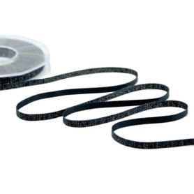 Ruban Satin Noir Lamé Furlanis - 6 mm x 20 m pour Emballages et Faveurs