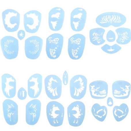 Set de 6 Pochoirs de Maquillage pour Visage - Idéal pour Carnaval et Fêtes