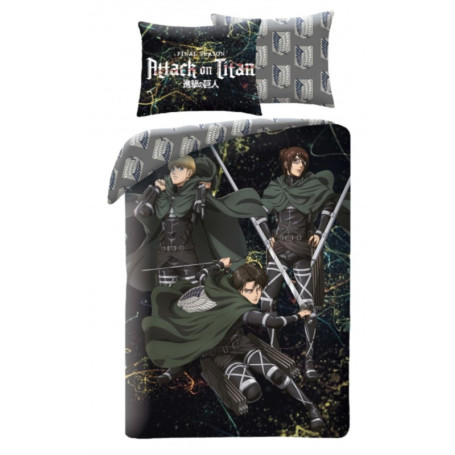 Parure de lit Attack on Titan - Housse de couette et taie d'oreiller 140x200 cm