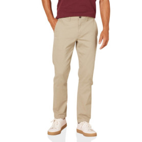 Pantalon Chino Ajusté en Brun Kaki - Confort Optimal