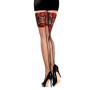 Bas Noir Couture en Dentelle Rouge avec Motif Floral - PrettyLoveHose
