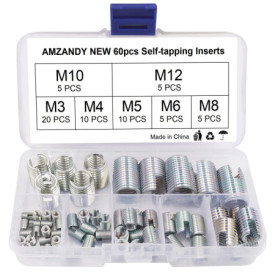 Kit de 60 Inserts Filetés en Acier au Carbone - M3 à M12