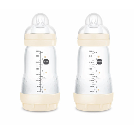 Biberon MAM Easy Start Anti-Colique 260ml - 2 unités avec Tétine Douce