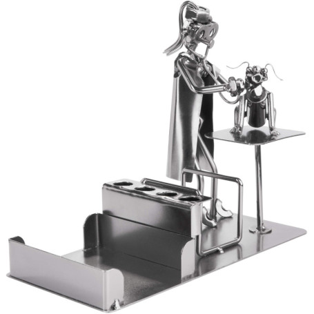 Figurine Décorative en Métal avec Porte-Stylo et Chien - BRUBAKER