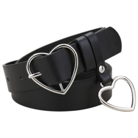 Ceinture en cuir noir AWOCAN avec boucle en cœur pour un style tendance