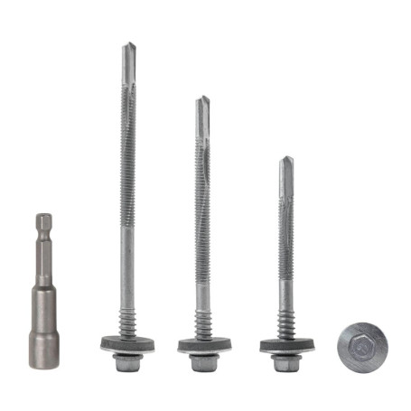 Lot de 40 vis auto-perceuses hexagonales 5,5 x 200 mm avec rondelles EPDM - Marcopol